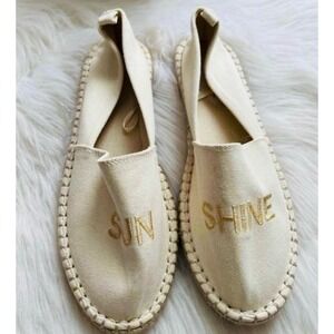 NEW Espadrille Flats‎ Sun Shine Slip On Casual Shoes Women's Size 8 Cream